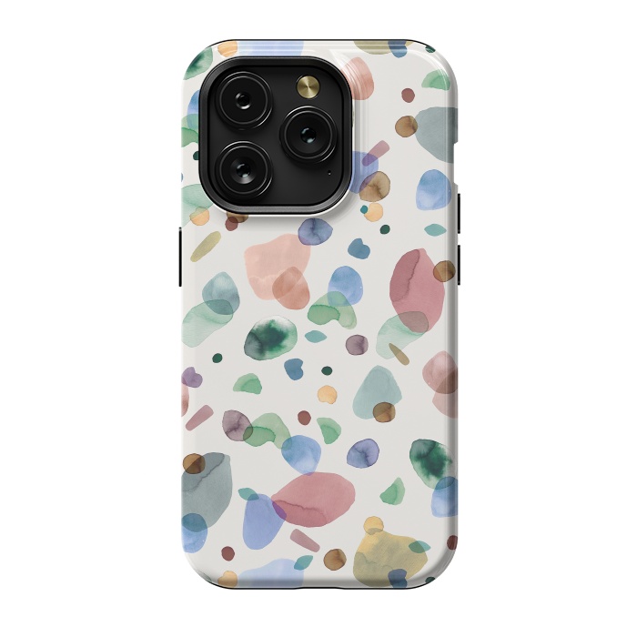 iPhone 15 Pro StrongFit Pebbles Terrazo Rounded Memphis Multicolored by Ninola Design