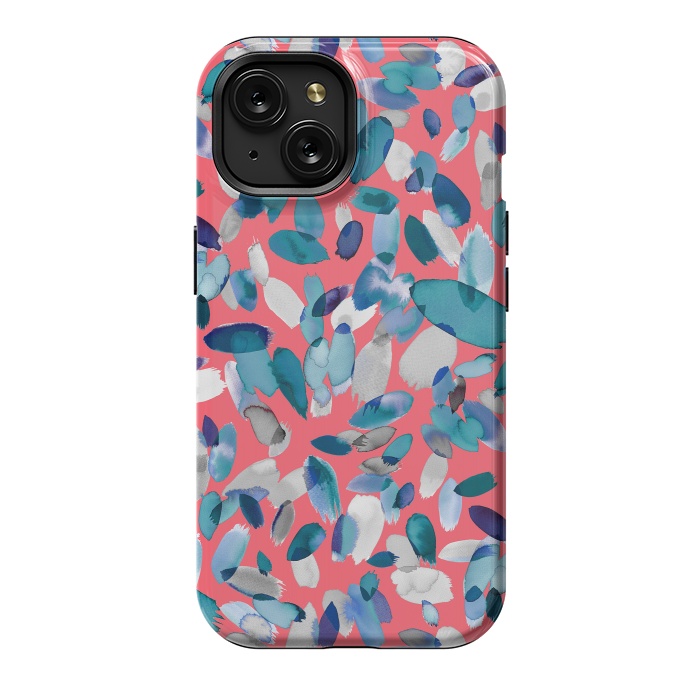 iPhone 15 StrongFit Abstract Petal Stains Colorful Red Blue by Ninola Design