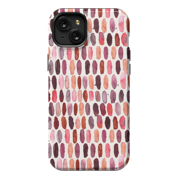 iPhone 15 Plus StrongFit Pills Watercolor Dots Pink Orange Coral by Ninola Design