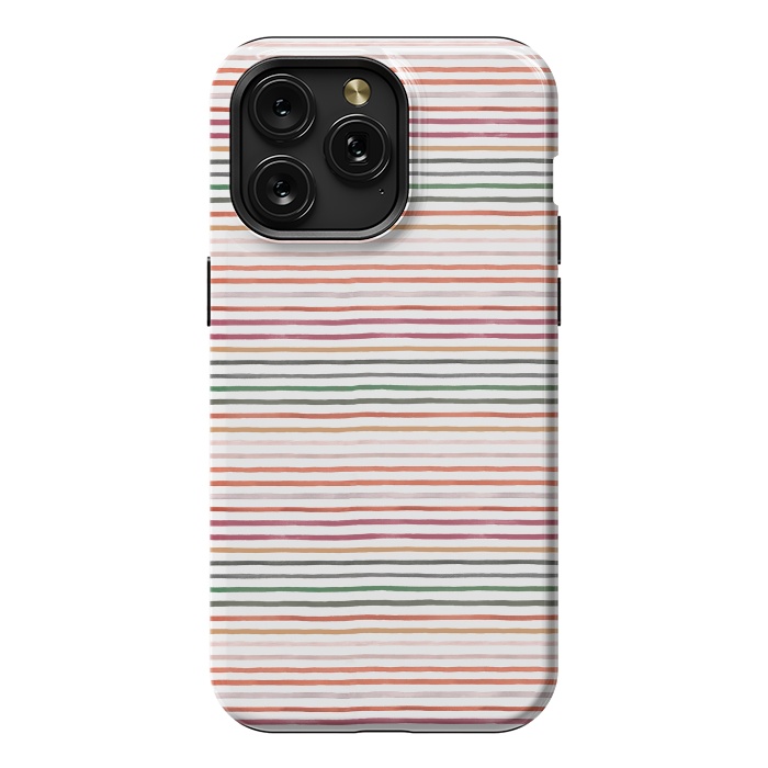 iPhone 15 Pro Max StrongFit Marker Stripes and Lines Orange Green by Ninola Design