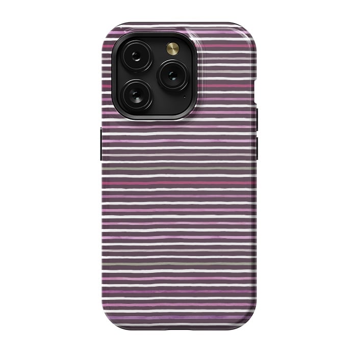 iPhone 15 Pro StrongFit Marker Stripes Lines Purple Dark Pink by Ninola Design
