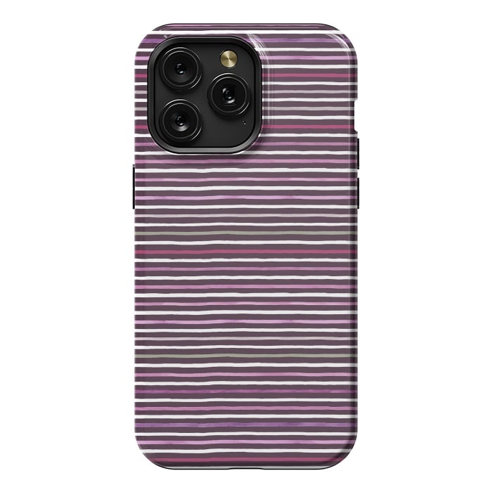 iPhone 15 Pro Max StrongFit Marker Stripes Lines Purple Dark Pink by Ninola Design