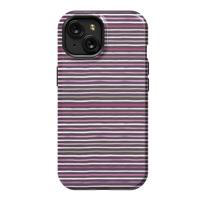 iPhone 15 StrongFit Marker Stripes Lines Purple Dark Pink by Ninola Design
