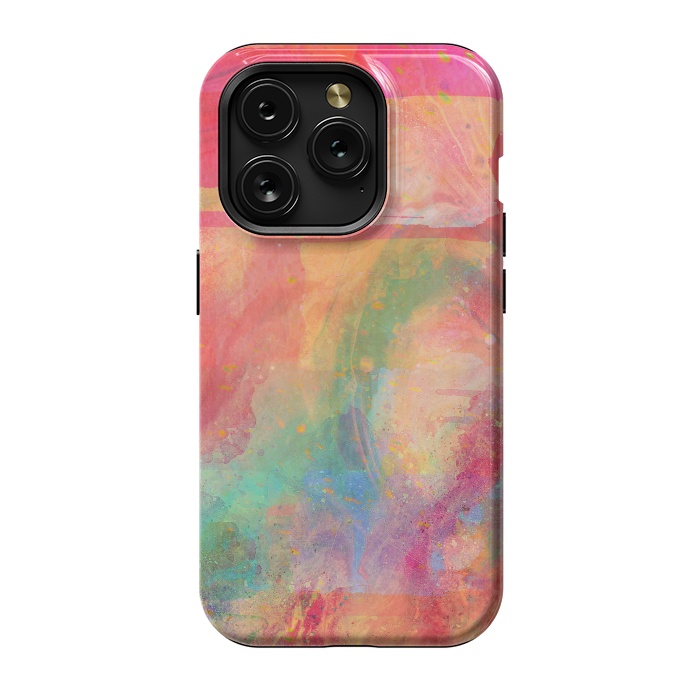 iPhone 15 Pro StrongFit Peach pink abstract watercolour design by Josie
