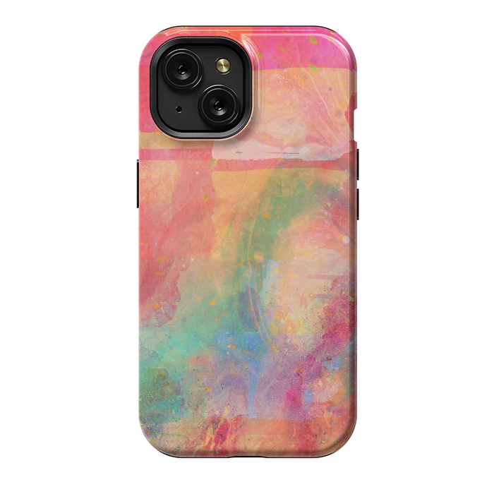 iPhone 15 StrongFit Peach pink abstract watercolour design by Josie