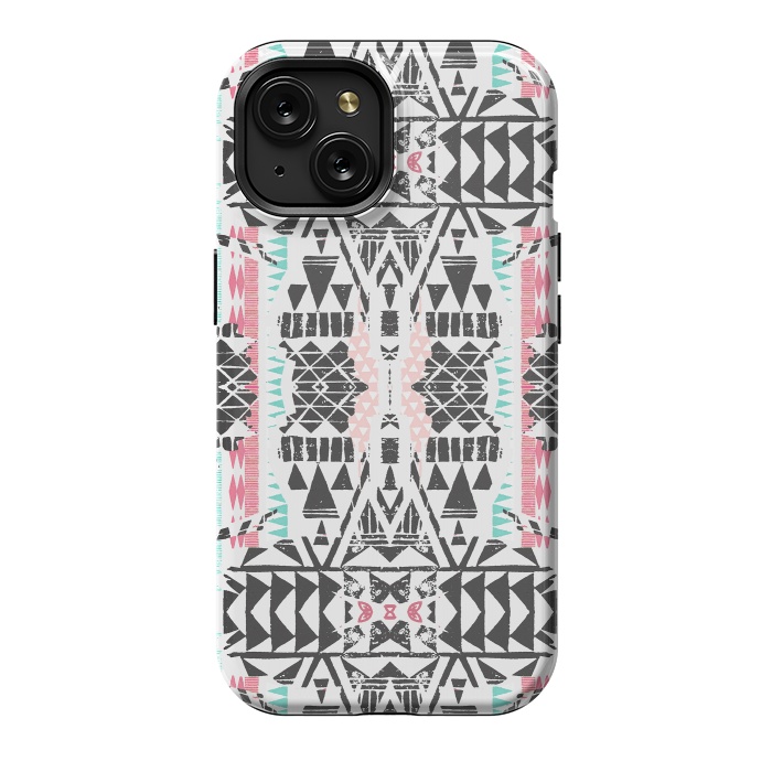 iPhone 15 StrongFit Playful tribal ethnic triangles by Oana 