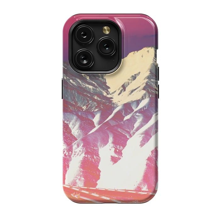 iPhone 15 Pro StrongFit Utopia pink gradient desert mountain landscape by Oana 
