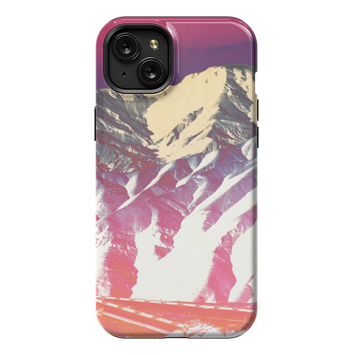 iPhone 15 Plus StrongFit Utopia pink gradient desert mountain landscape by Oana 