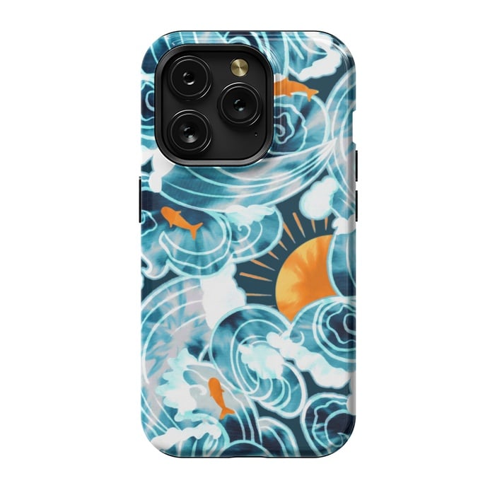 iPhone 15 Pro StrongFit Ocean 'Tide' Dye - Orange & Teal by Tigatiga