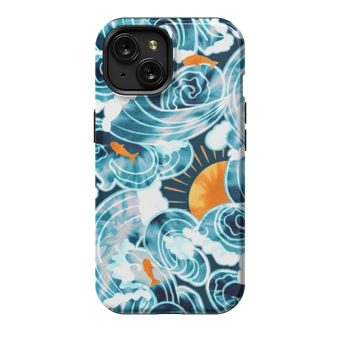 iPhone 15 StrongFit Ocean 'Tide' Dye - Orange & Teal by Tigatiga