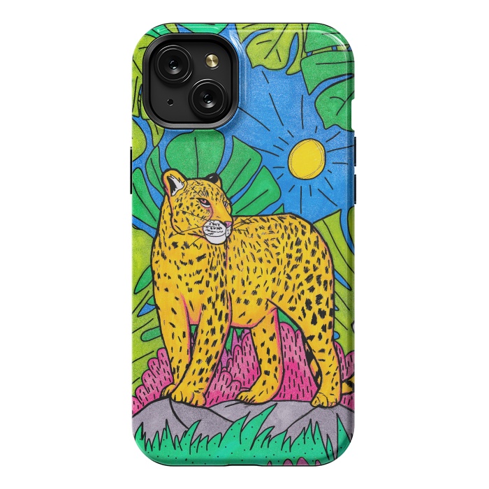 iPhone 15 Plus StrongFit Jungle leopard by Steve Wade (Swade)