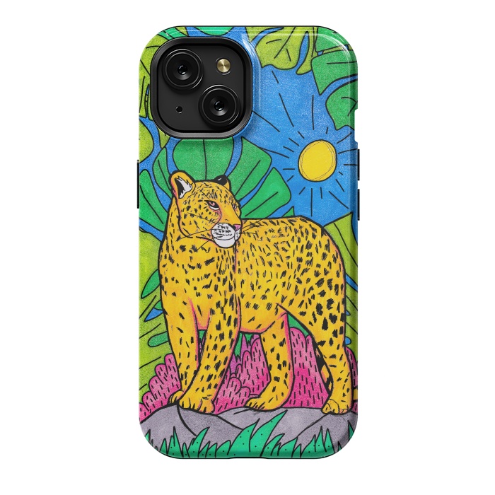iPhone 15 StrongFit Jungle leopard by Steve Wade (Swade)