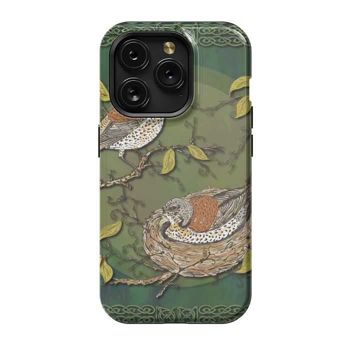 iPhone 15 Pro StrongFit Nesting Birds Fieldfares by Lotti Brown