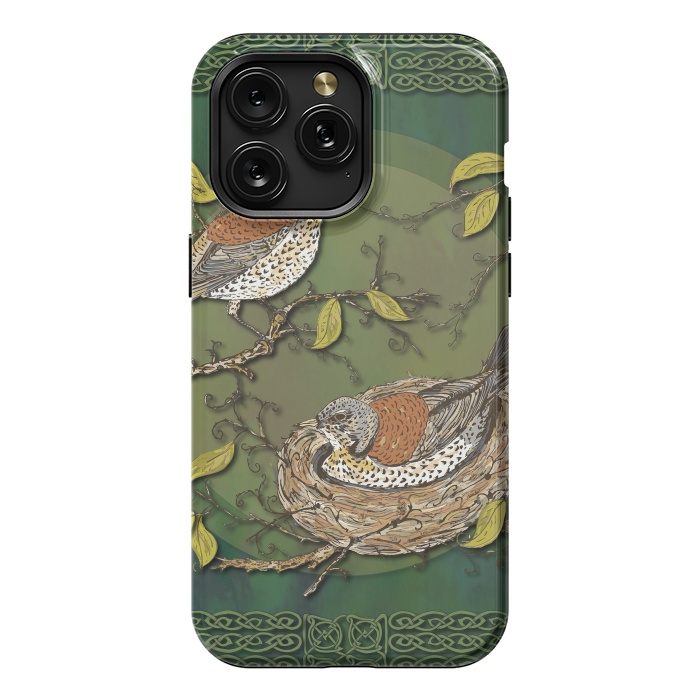 iPhone 15 Pro Max StrongFit Nesting Birds Fieldfares by Lotti Brown