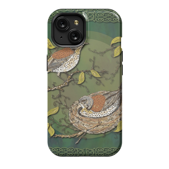 iPhone 15 StrongFit Nesting Birds Fieldfares by Lotti Brown