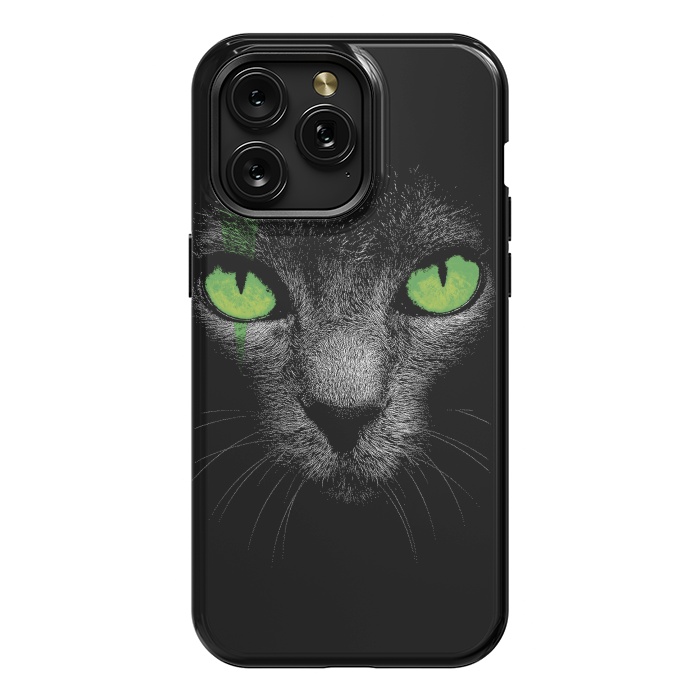 iPhone 15 Pro Max StrongFit Black Cat with Green Eyes by Sitchko