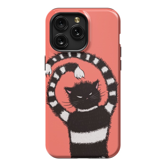 iPhone 15 Pro Max StrongFit Evil Striped Cat Weird Cartoon by Boriana Giormova