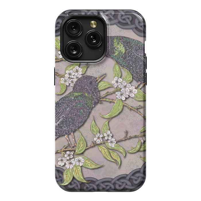 iPhone 15 Pro Max StrongFit Celtic Starlings in Blossom by Lotti Brown