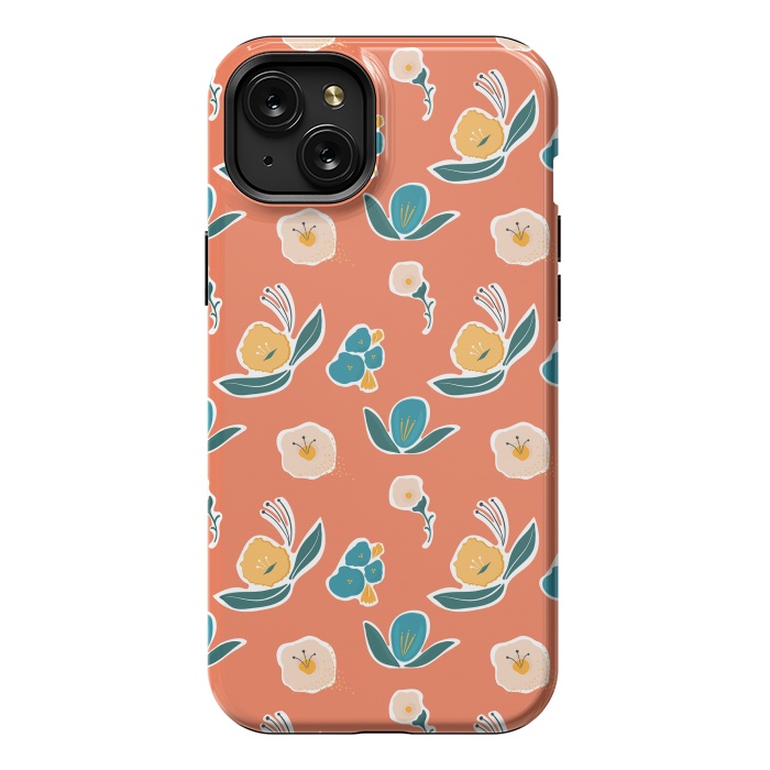 iPhone 15 Plus StrongFit Coral Floral by Kimberly Senn | Senn & Sons