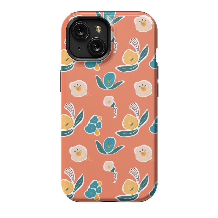 iPhone 15 StrongFit Coral Floral by Kimberly Senn | Senn & Sons
