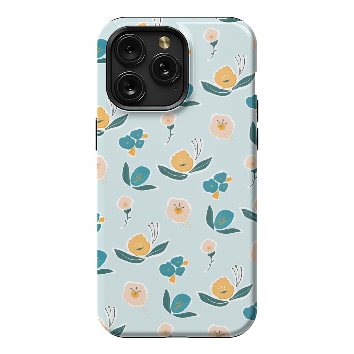 iPhone 15 Pro Max StrongFit Blue Floral by Kimberly Senn | Senn & Sons