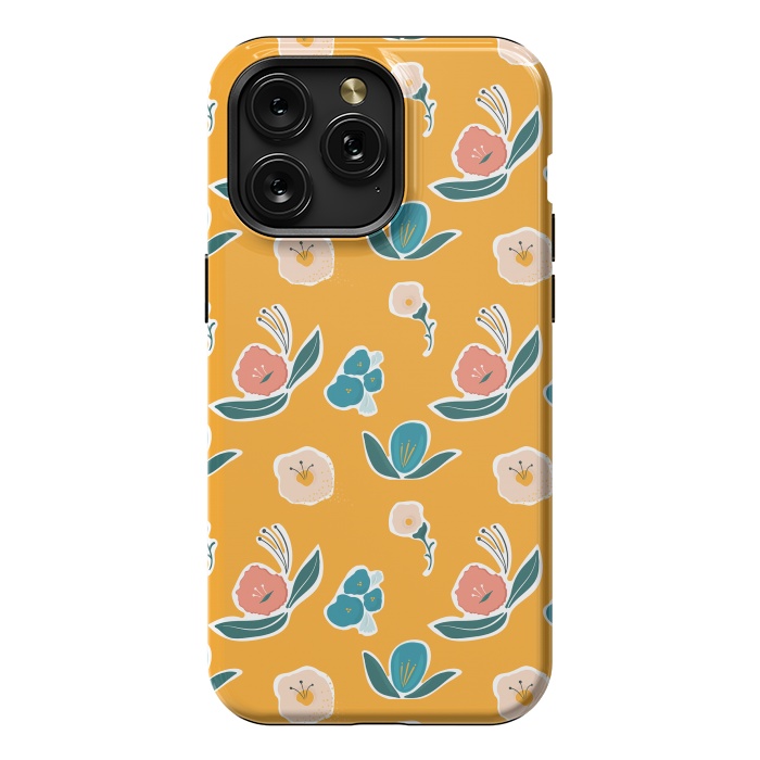 iPhone 15 Pro Max StrongFit Gold Floral by Kimberly Senn | Senn & Sons