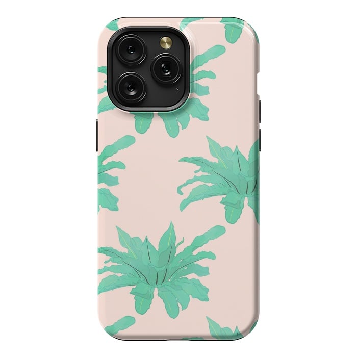 iPhone 15 Pro Max StrongFit Trendy Tropical Green Plants Foliage Modern Design by InovArts