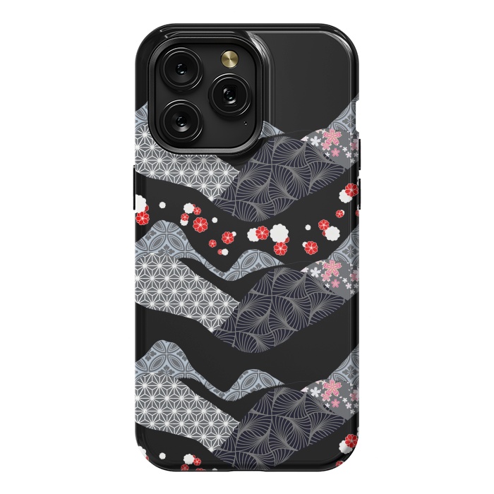 iPhone 15 Pro Max StrongFit Japanese mountain landscape graphic pattern by Oana 