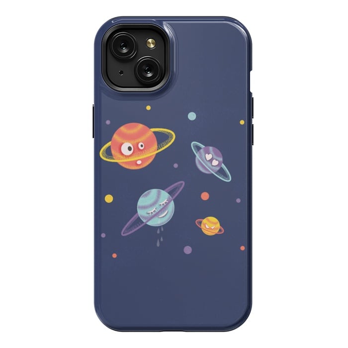 iPhone 15 Plus StrongFit Cute Planets Cartoon Space Kids by Boriana Giormova