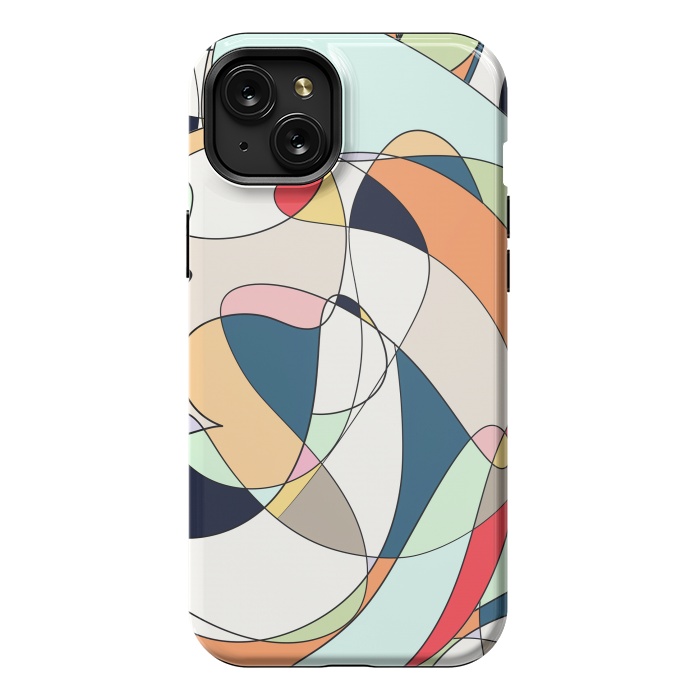 iPhone 15 Plus StrongFit Modern Colorful Abstract Line Art Design by InovArts
