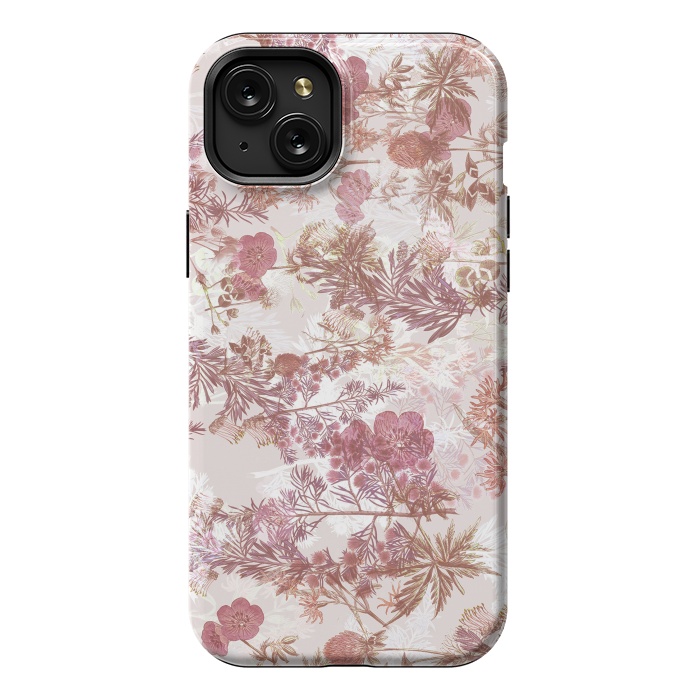 iPhone 15 Plus StrongFit Pastel pink botanical flower garden by Oana 