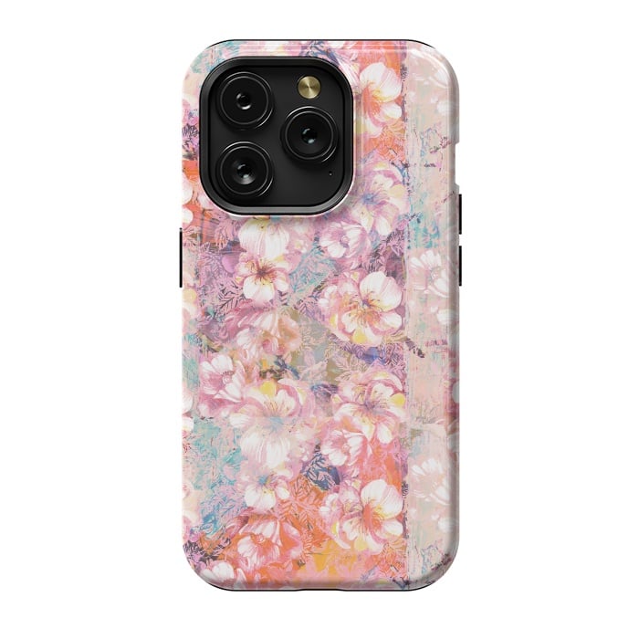 iPhone 15 Pro StrongFit Pink peach painted rose petals by Oana 