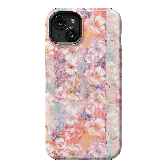 iPhone 15 Plus StrongFit Pink peach painted rose petals by Oana 