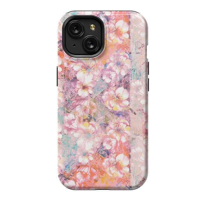 iPhone 15 StrongFit Pink peach painted rose petals by Oana 