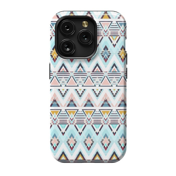 iPhone 15 Pro StrongFit Colorful ethnic tribal triangles by Oana 