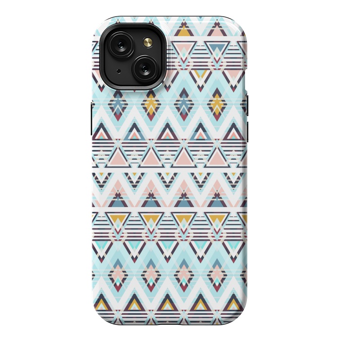 iPhone 15 Plus StrongFit Colorful ethnic tribal triangles by Oana 