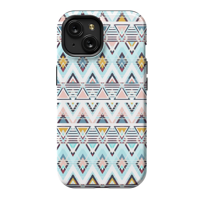 iPhone 15 StrongFit Colorful ethnic tribal triangles by Oana 