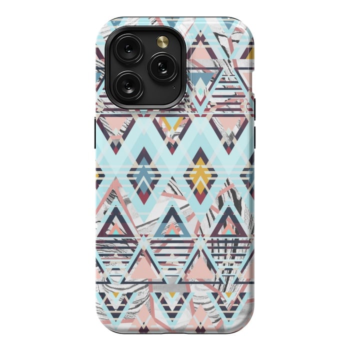 iPhone 15 Pro Max StrongFit Colorful brushed tribal triangles by Oana 