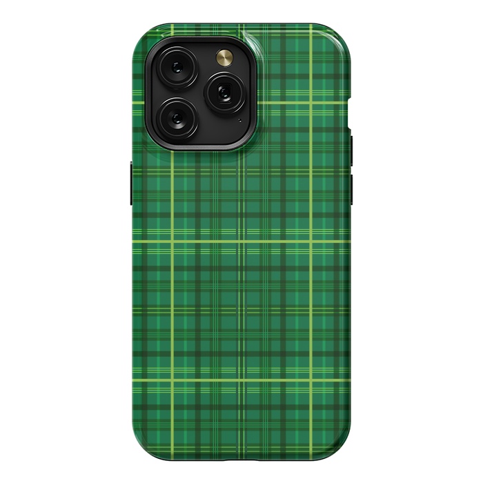 iPhone 15 Pro Max StrongFit green checks pattern 3 by MALLIKA