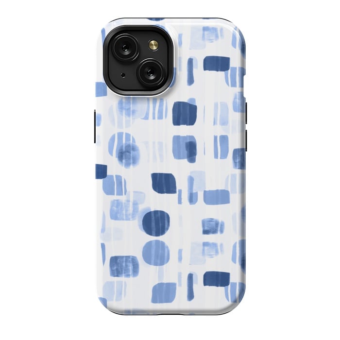 iPhone 15 StrongFit Blue Abstract Gouache Shapes  by Tigatiga