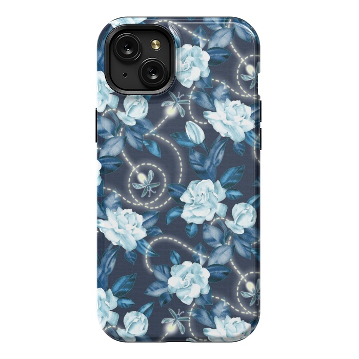 iPhone 15 Plus StrongFit Midnight Sparkles - fireflies and flowers by Micklyn Le Feuvre