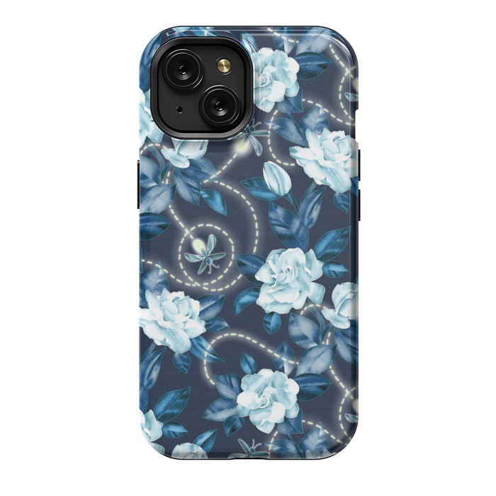 iPhone 15 StrongFit Midnight Sparkles - fireflies and flowers by Micklyn Le Feuvre