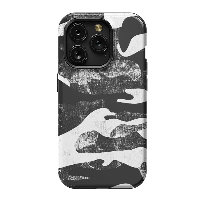 iPhone 15 Pro StrongFit Textured grunge monochrome camouflage by Oana 