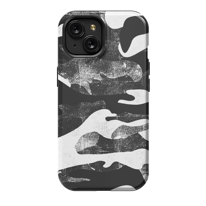 iPhone 15 StrongFit Textured grunge monochrome camouflage by Oana 