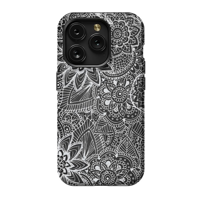 iPhone 15 Pro StrongFit Floral Doodle G581 by Medusa GraphicArt