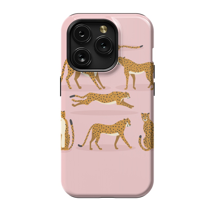iPhone 15 Pro StrongFit Cheetahs on pink  by Jelena Obradovic