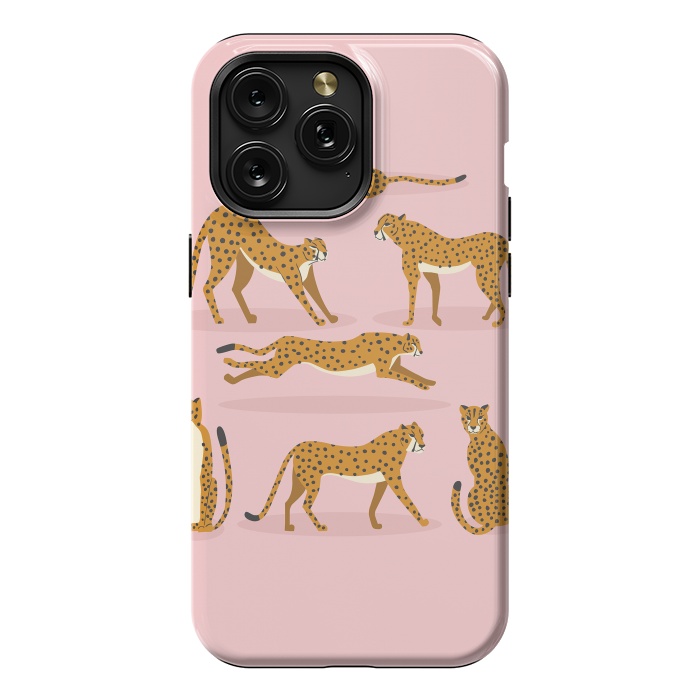 iPhone 15 Pro Max StrongFit Cheetahs on pink  by Jelena Obradovic