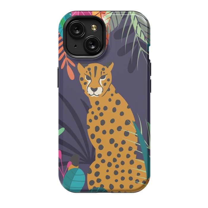 iPhone 15 StrongFit Cheetah sitting in the wild by Jelena Obradovic