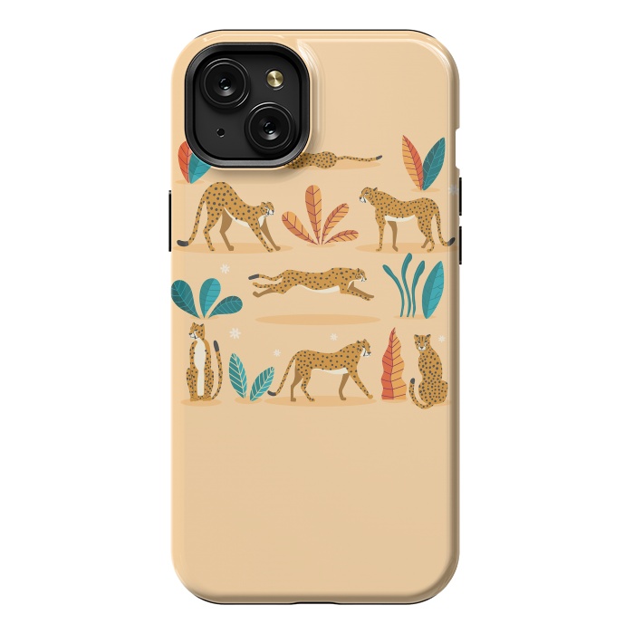 iPhone 15 Plus StrongFit Cheetahs beige by Jelena Obradovic