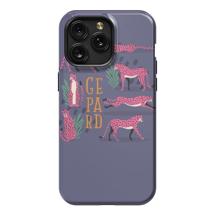 iPhone 15 Pro Max StrongFit Cheetahs on purple by Jelena Obradovic